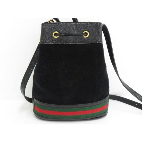 Gucci Ophidia Sherry Line Small Bucket Shoulder Bag Suede Black - Picture 2 of 9